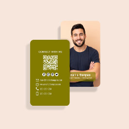 Tarjeta De Visita Código QR de Foto de Tonos Terrosos Conéctate Conm