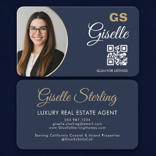 Tarjeta De Visita Código QR de foto del agente inmobiliario de lujo