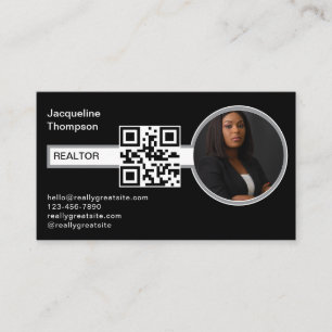 Tarjeta De Visita Código QR de foto del agente inmobiliario de Realt