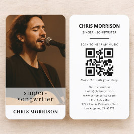Tarjeta De Visita Código QR de foto del cantautor