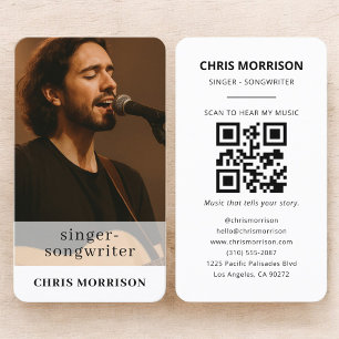 Tarjeta De Visita Código QR de foto del cantautor