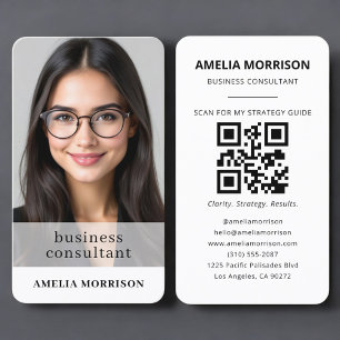 Tarjeta De Visita Código QR de foto del consultor de negocios