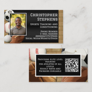 Tarjeta De Visita Código QR de foto entrenador personal de deportes