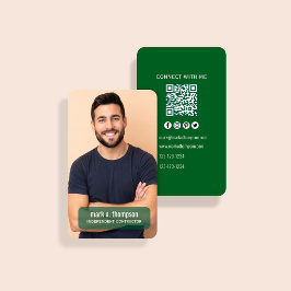 Tarjeta De Visita Código QR de Foto Forest Green Conéctate Conmigo
