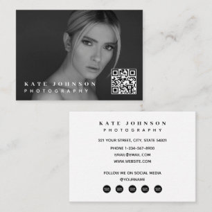 Tarjeta De Visita Código QR de Foto Mínima Influencer Redes Sociales