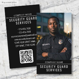 Tarjeta De Visita Código QR de foto minimalista de guardia de seguri