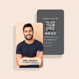 Tarjeta De Visita Código QR de Foto Moderna Conecta Conmigo Minimali