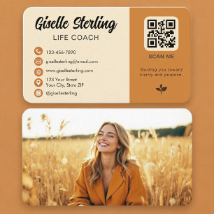 Tarjeta De Visita Código QR de Foto para Coach de Vida