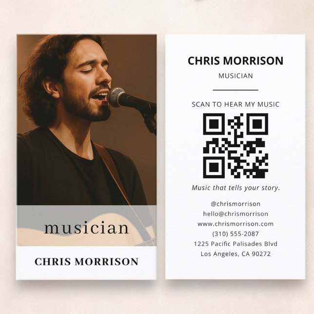 Tarjeta De Visita Código QR de Foto para Músico (Subido por el creador)