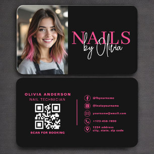 Tarjeta De Visita Código QR de foto para técnico de uñas