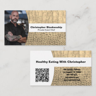 Tarjeta De Visita Código QR de foto personalizada de Chef Tan Snake 