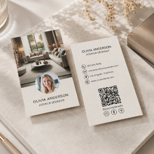 Tarjeta De Visita Código QR de Foto Personalizada para Redes Sociale