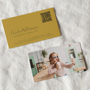 Tarjeta De Visita Código QR de Foto Personalizado con Letra Moderna 