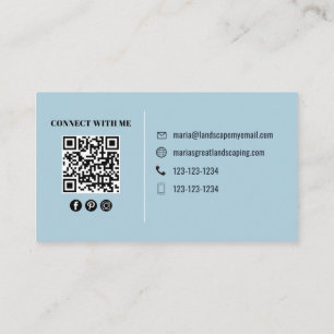 Tarjeta De Visita Código QR de Foto Personalizado Moderno Azul