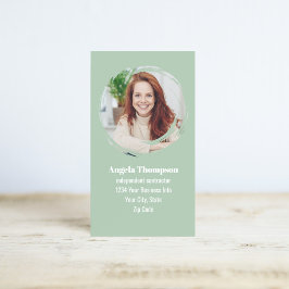 Tarjeta De Visita Código QR de Foto Personalizado Moderno Verde