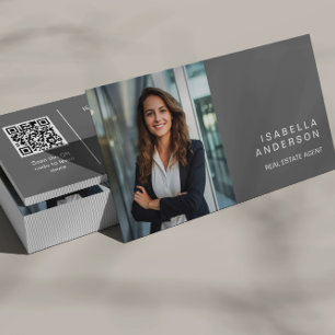 Tarjeta De Visita Código QR de foto profesional de bienes raíces mod