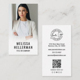 Tarjeta De Visita Código QR de foto profesional logotipo de la empre
