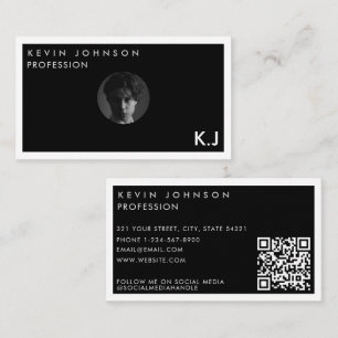 Tarjeta De Visita Código QR de foto profesional minimalista moderno