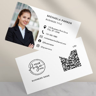 Tarjeta De Visita Código QR de Foto Profesional Moderno para Redes S