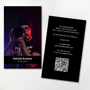 Tarjeta De Visita Código QR de foto profesional simple moderno