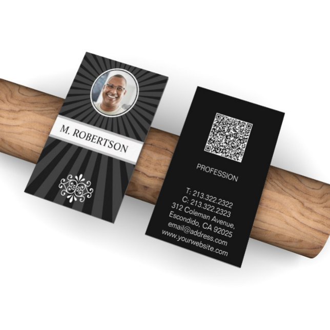 Tarjeta De Visita Código QR de foto profesional simple y elegante (Subido por el creador)