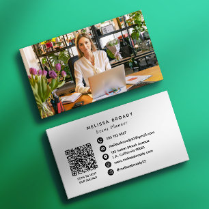 Tarjeta De Visita Código QR de Foto Profesional Simple y Redes Socia