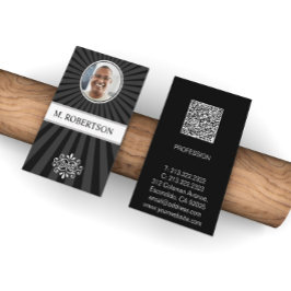 Tarjeta De Visita Código QR de foto simple elegante profesional