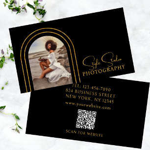 Tarjeta De Visita Código QR de fotografía con letra moderna y elegan