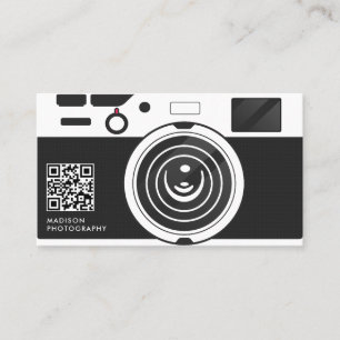 Tarjeta De Visita Código Qr De Fotografía Creativa En Blanco Y Negro