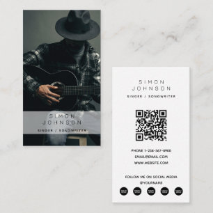 Tarjeta De Visita Código QR de fotografía de compositor musical cant