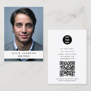 Tarjeta De Visita Código QR de fotografía de empleado profesional
