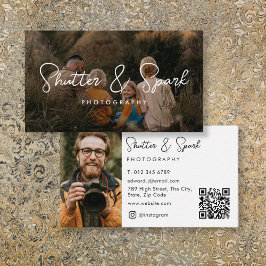 Tarjeta De Visita Código QR de fotografía de foto completa con escri