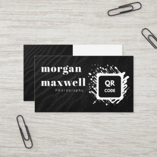 Tarjeta De Visita Código QR de fotografía de onda en blanco y negro