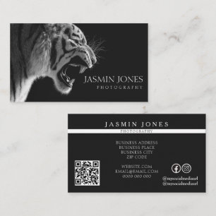 Tarjeta De Visita Código QR de Fotografía de Vida Silvestre Negro