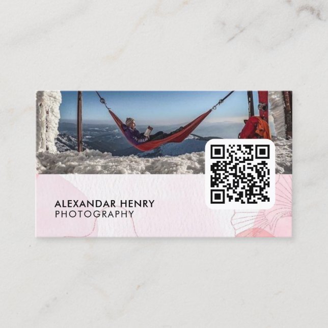 Tarjeta De Visita Código QR de fotografía | Fotógrafo fotográfico mo (Anverso)