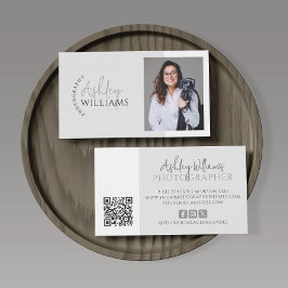 Tarjeta De Visita Código QR de fotografía mínima