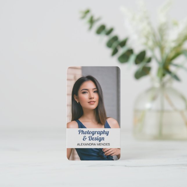 Tarjeta De Visita Código QR de fotografía profesional moderna (Anverso de pie)