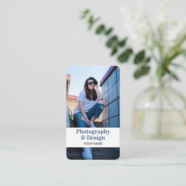 Tarjeta De Visita Código QR de fotografía profesional moderna (Anverso de pie)