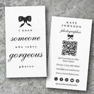 Tarjeta De Visita Código QR de Fotógrafo de Lujo Único y Elegante