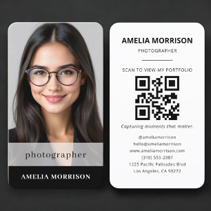 Tarjeta De Visita Código QR de Fotógrafo Foto Simple