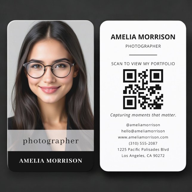 Tarjeta De Visita Código QR de Fotógrafo Foto Simple (Subido por el creador)
