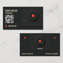 Código QR de Fotógrafo Moderno Negro | Diseño Mini