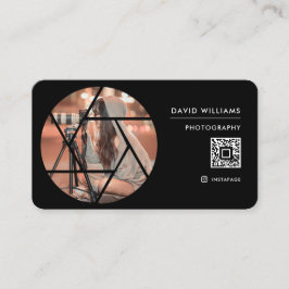 Tarjeta De Visita Código QR de Fotógrafo Profesional Negro Foto