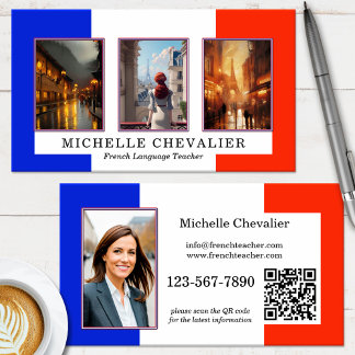 Tarjeta De Visita Código QR de Fotos Personalizadas Profesor de Fran