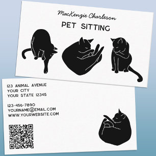 Tarjeta De Visita Código QR de gato Servicios de mascotas Minimalist