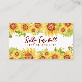 Tarjeta De Visita Código QR de girasol amarillo floral rústico