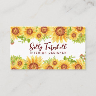 Tarjeta De Visita Código QR de girasol amarillo floral rústico