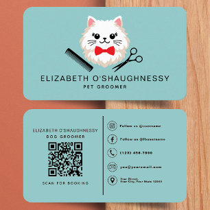 Tarjeta De Visita Código QR de Groomer de Gatos Persas