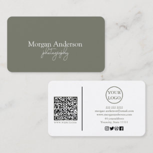 Tarjeta De Visita Código QR de guion de firma moderna social