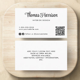 Tarjeta De Visita Código QR de guión elegante